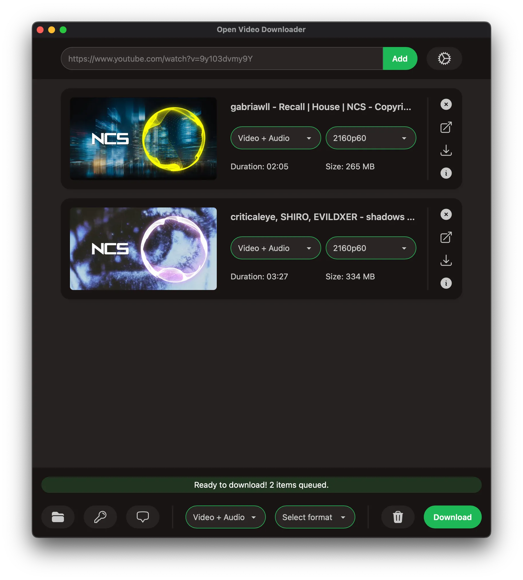 Open Video Downloader (youtube-dl-gui) interface