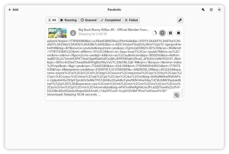 Parabolic app interface on Linux